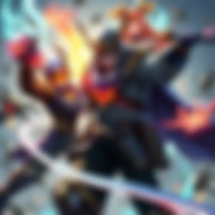 Various gaming characters using their ultimate abilities, highlighting Genji and Sojourn