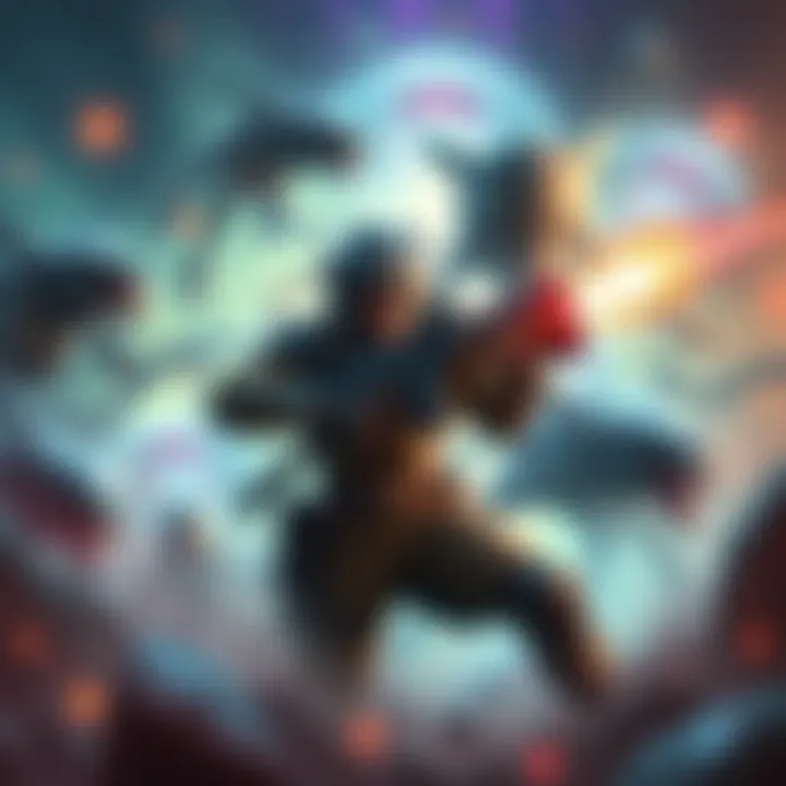 A brave character armed with futuristic weapons fights off various alien creatures in a vibrant sci-fi setting.