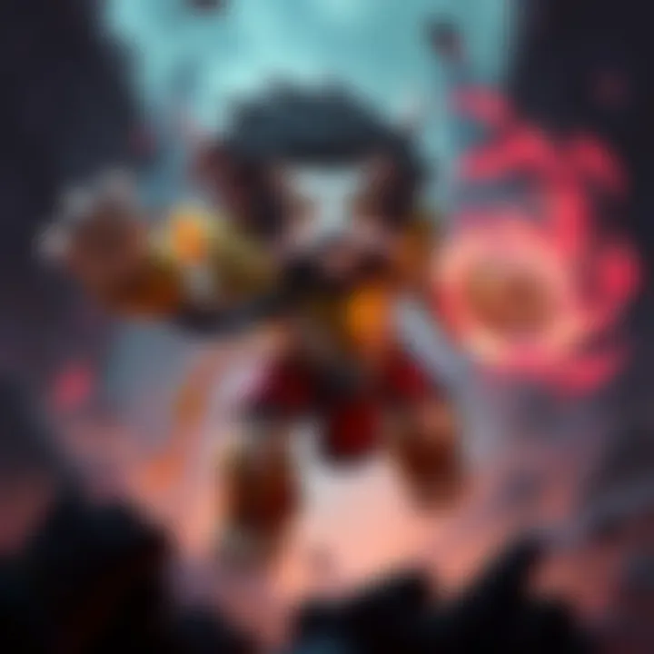 A character resembling Lion from DotA, with claws and magical effects around him, in a game setting.