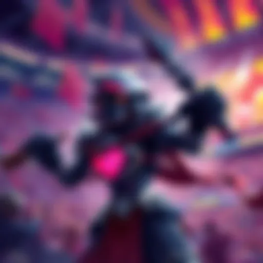 An illustration showing the hero Muerta, ready for battle in a vibrant arena, with fans cheering in the background.