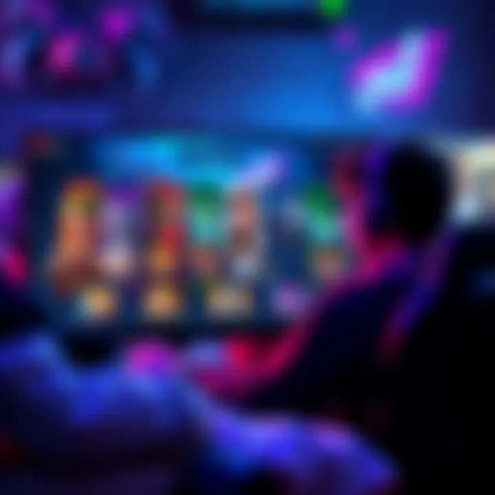 A gamer choosing heroes on a screen, showing a selection grid of various characters.