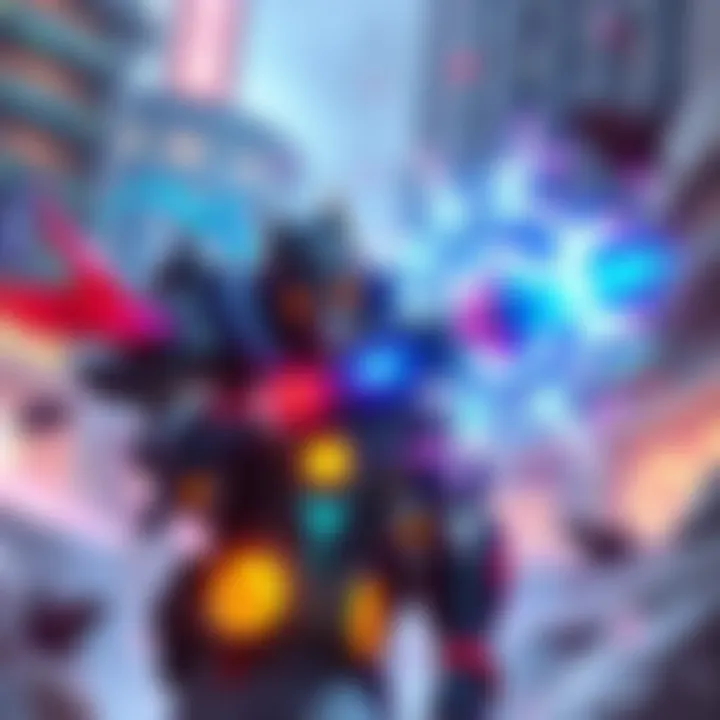 A vibrant character from a hero shooter game displaying a unique DPS ultimate power, surrounded by dynamic effects and colorful visuals in an action-packed scene.