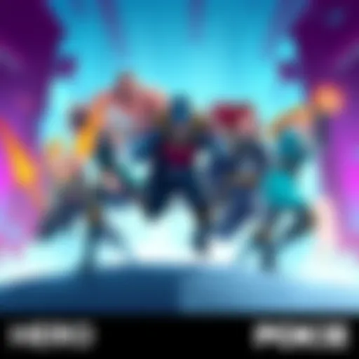 Illustration showing different hero types: BRAWL, DIVE, and POKE in a team setting