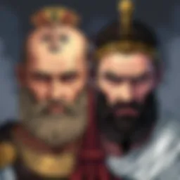 Illustration comparing the ancient historian Herodotus and the warrior Leonidas, highlighting their physical features and cultural traits.