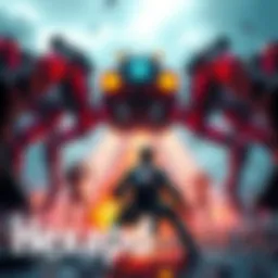 Hexapod Boss Fight A player character facing a large mechanical Hexapod in an intense battle scene, showcasing frustration and difficulty.