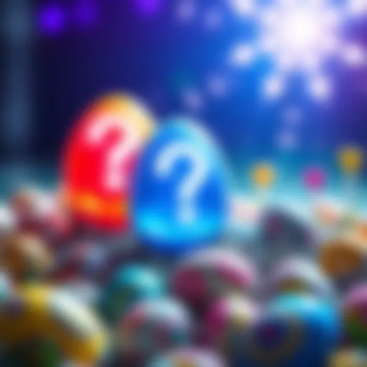 A graphic showing various digital easter eggs hidden in games and apps with question marks around them.