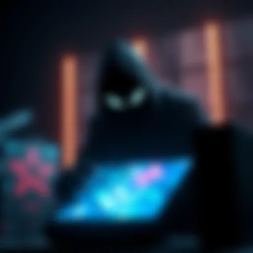 A shadowy figure lurks behind a gaming console, representing the unseen enemy in video games.