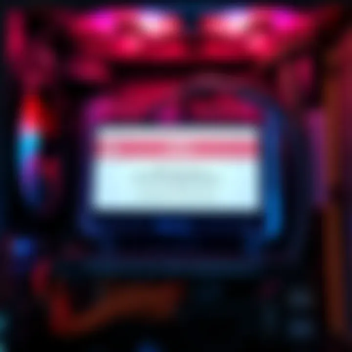 A computer system with a CPU temperature warning displayed, indicating overheating issues, with cooling components visible.