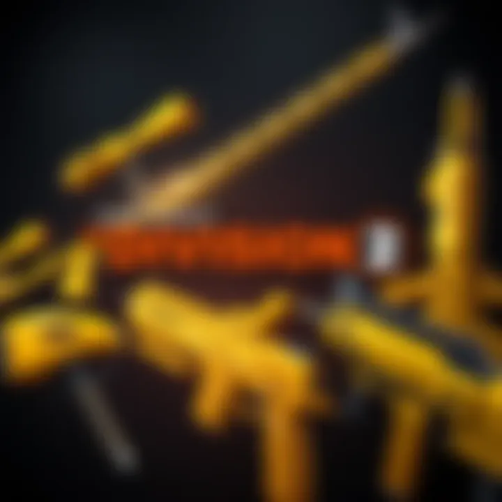 A collection of high-end yellow weapons from Division 2, showcasing their distinct features and designs.