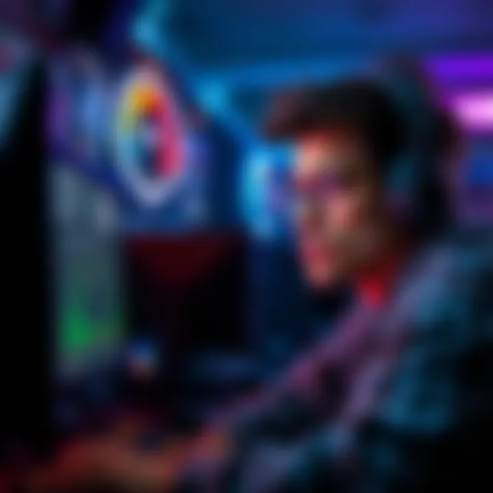 High Latency Gaming A frustrated player experiencing high latency in a game, with a ping meter showing over 100ms while other games show lower ping levels. The player looks concerned about connectivity issues.