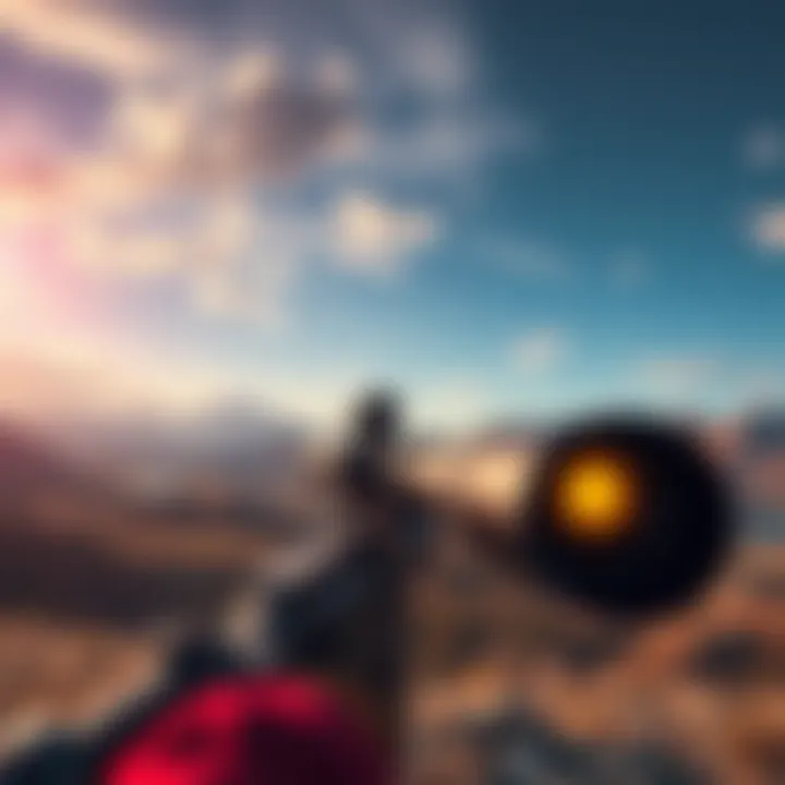 High-Level Sniper in Action A high-level sniper aiming down sights with a beautiful landscape in the background, showcasing the weapon's power without perk investment.