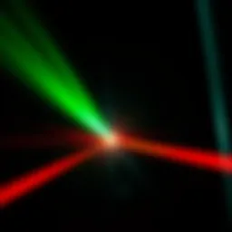 A bright, focused high-powered laser beam cutting through the darkness, showcasing its intensity and precision.