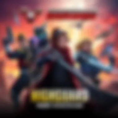 A poster featuring characters from Highguard ready for action, with a dramatic background showcasing a battle scene and the release date highlighted.