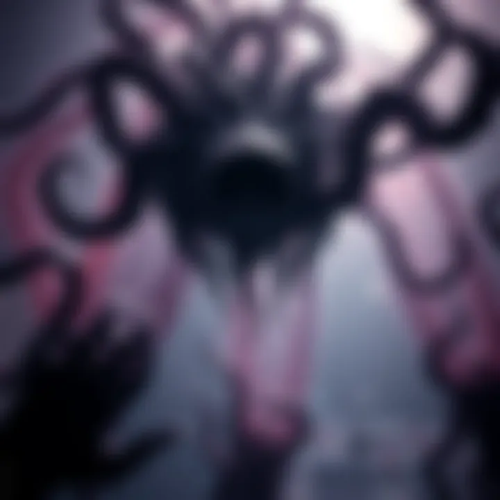 An ominous representation of the Hiss from the Control game, showing dark, twisting forms that suggest a looming threat in a chaotic environment.