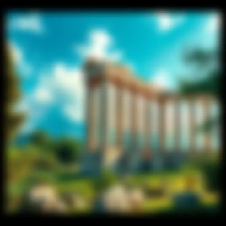 Historic Columns A view of grand columns with historical significance and lush greenery surrounding them