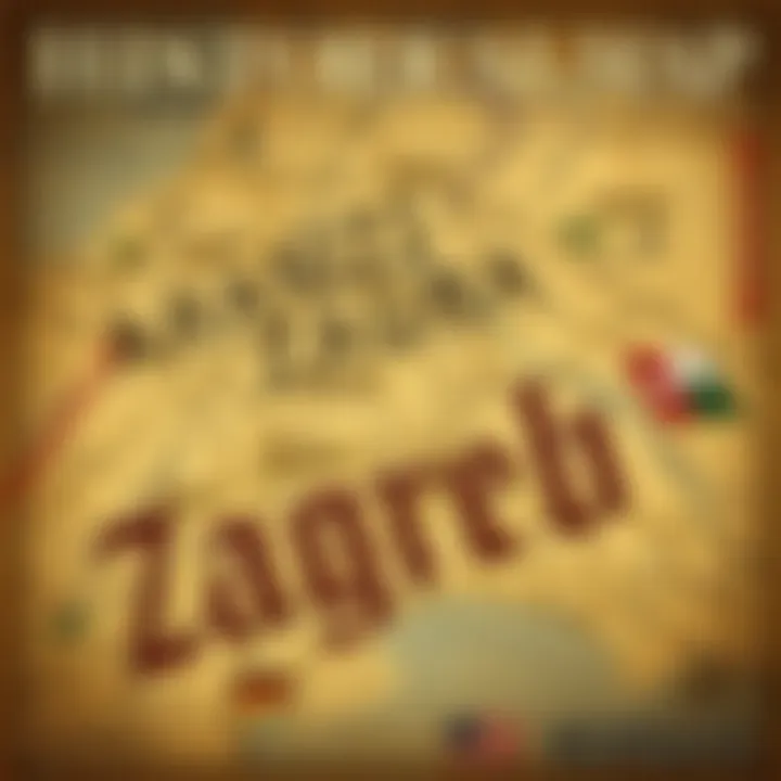 A historical map showing the city of Zagreb with labels in different languages including German, highlighting its name Agram.