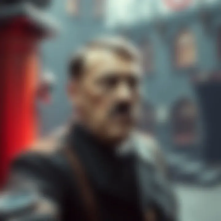 Hitler Encounter in Wolfenstein A scene depicting a character resembling Adolf Hitler in a Wolfenstein game setting, showcasing a blend of historical and fictional elements.