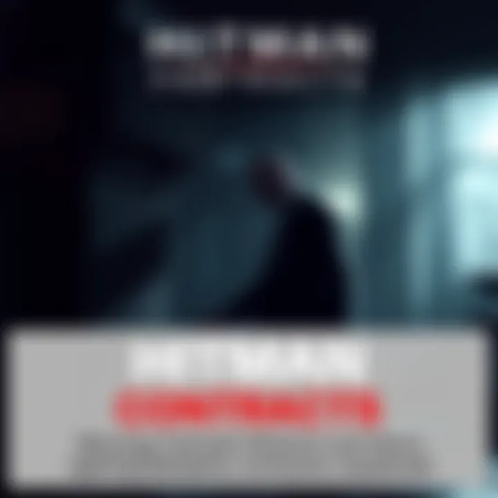 A scene from Hitman Contracts showing a character in a stealthy pose, exploring a dark environment with shadows and intriguing details.