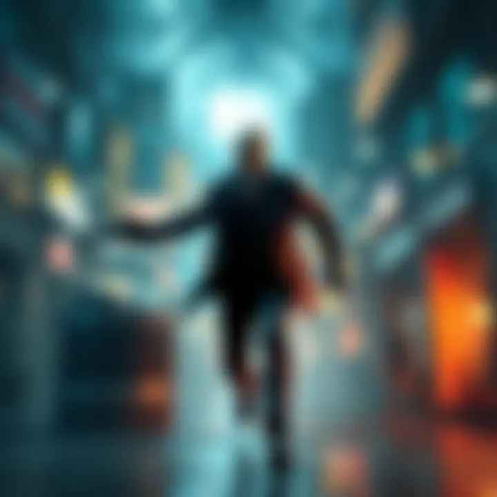 A Hitman character stealthily moving through a mission environment with various targets and challenges visible around him.