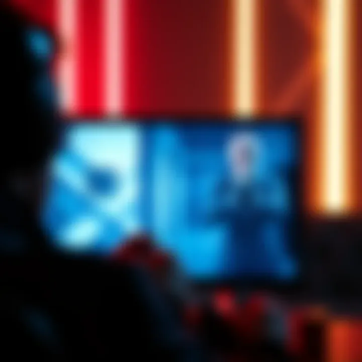 A gamer focuses on a screen displaying an action scene from Hitman World of Assassination, showing a character preparing for a stealthy move.