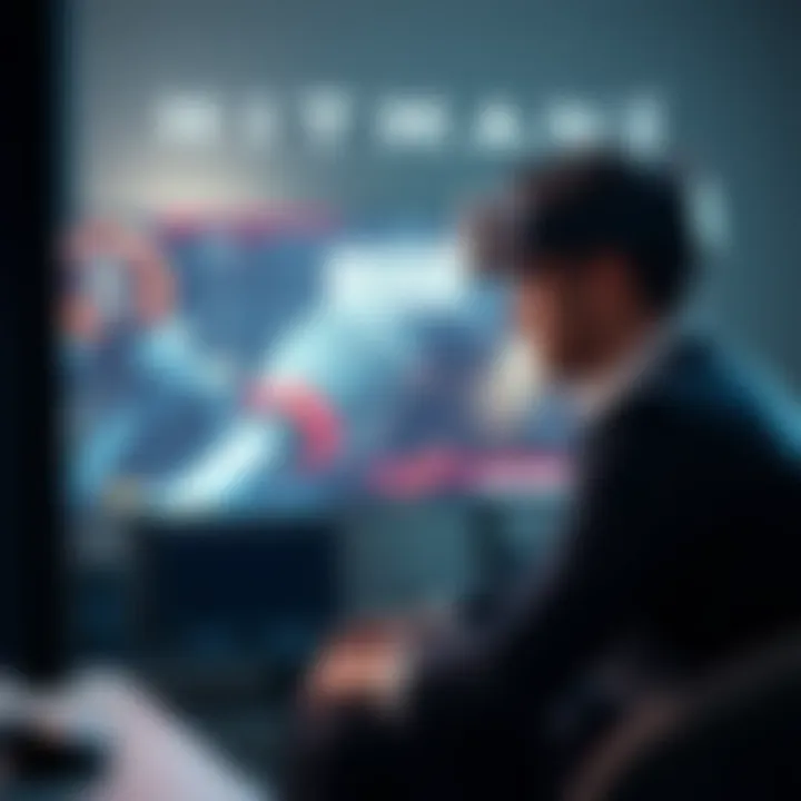 A gamer looking frustrated while playing Hitman 3 on PSVR2, with a locked story mode screen displayed on the TV