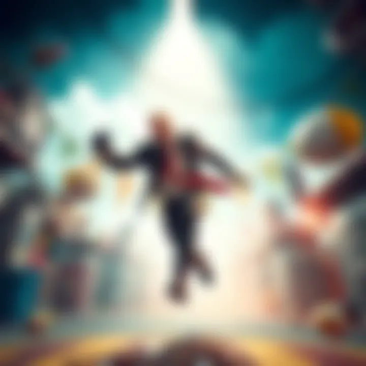 A character from Hitman WoA performing a quirky challenge in a colorful setting with humorous elements