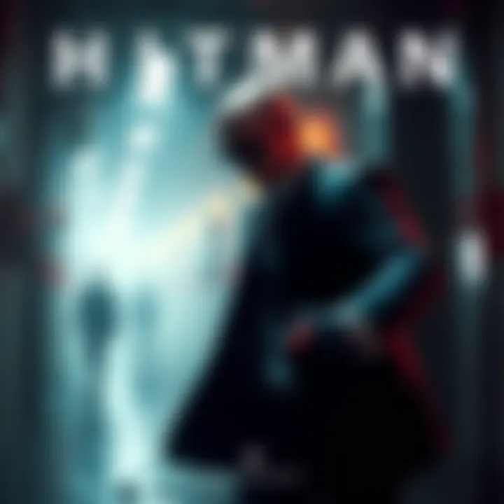 Hitman in Action Hitman character stealthily moving through a dimly lit environment, showcasing key moments from his journey.