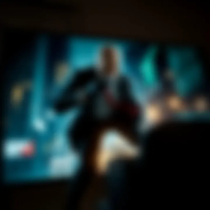 A Hitman character sneaking through a remastered mission on an Xbox console