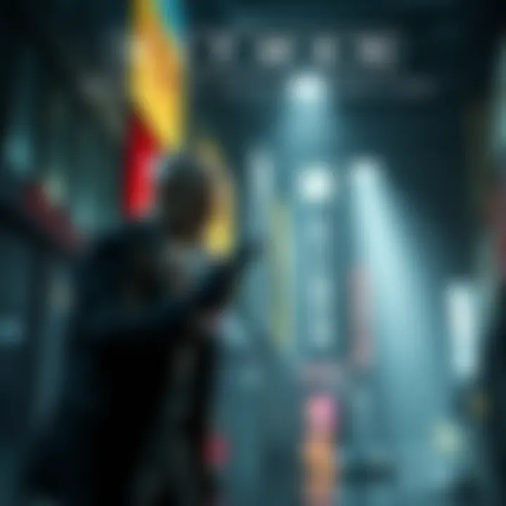 A scene from Hitman: World of Assassination Deluxe showing the game's character in a stealth pose, planning an assassination in a detailed urban environment.