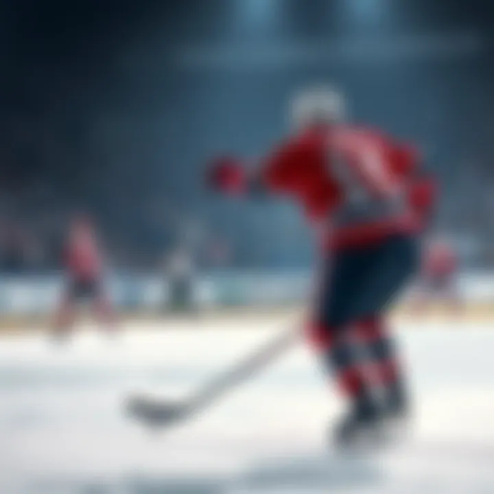 Hockey players in action Two hockey players performing a hip check during a game