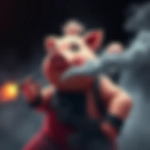 A character resembling a pig holding a smoke bomb, showcasing new gameplay changes with a dynamic action pose.