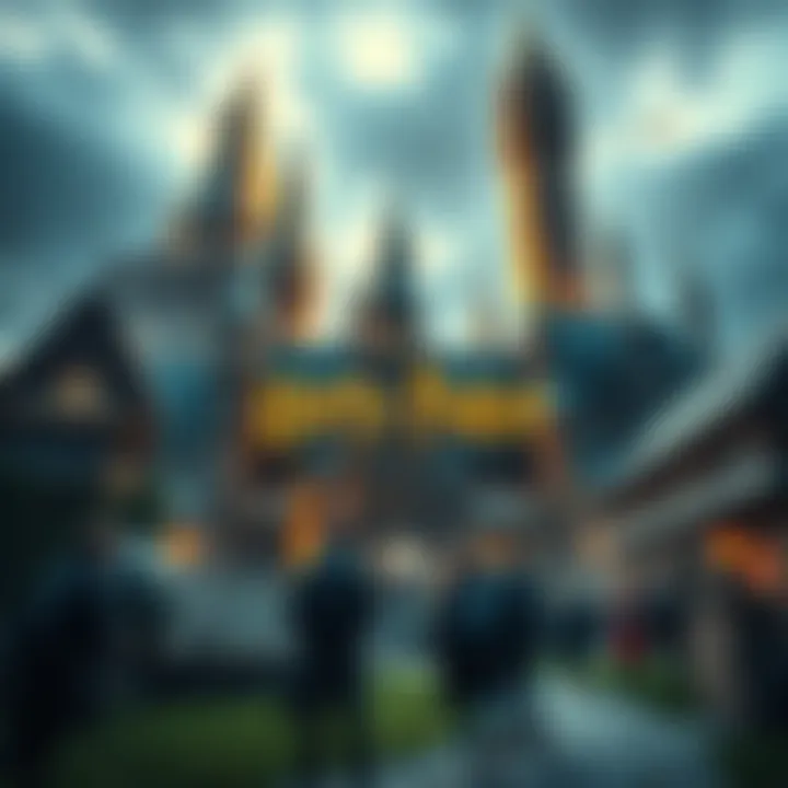 A digital rendering of Hogwarts castle with students exploring the grounds, symbolizing the potential of a Harry Potter MMORPG.