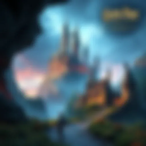 Hogwarts Legacy Adventure A player exploring a magical landscape filled with castles and caves in Hogwarts Legacy.