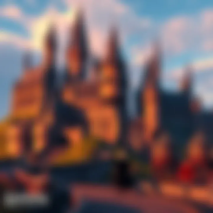 Hogwarts Legacy Open World Scene A vibrant view of Hogwarts Castle and surrounding areas in the game, showcasing the open world environment with characters exploring and interacting with NPCs.