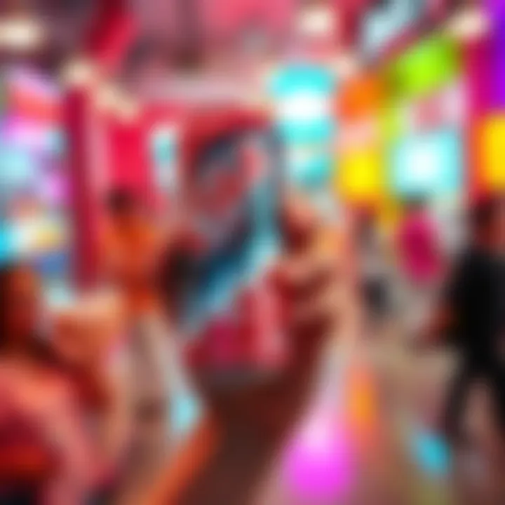 A person excitedly holding a can of Nano Cola in a vibrant setting, showcasing the drink's bright design and colorful can.