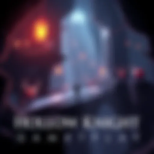 A scene from Hollow Knight showing a character exploring a dark, intricate environment filled with obstacles and enemies.