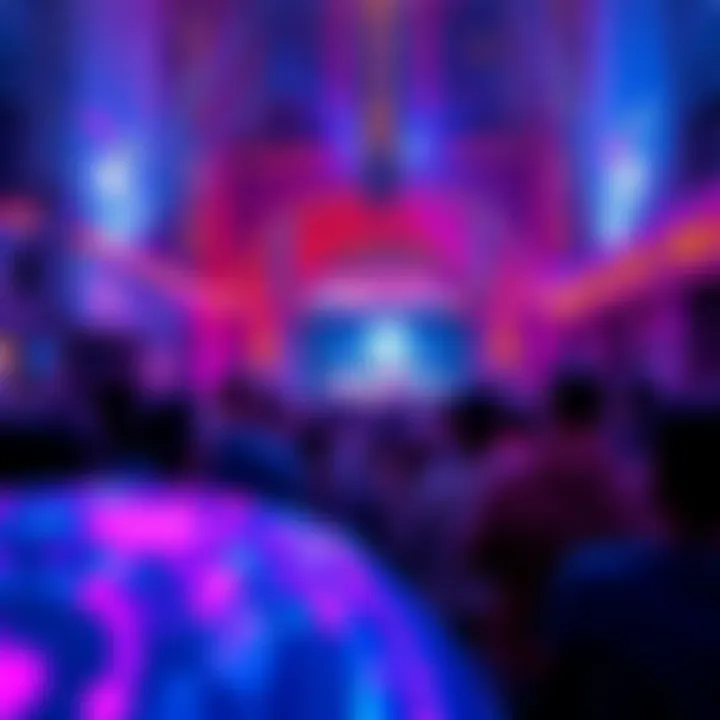 Crowd enjoying the Hololive English concert at Radio City Music Hall with colorful lights and virtual performers