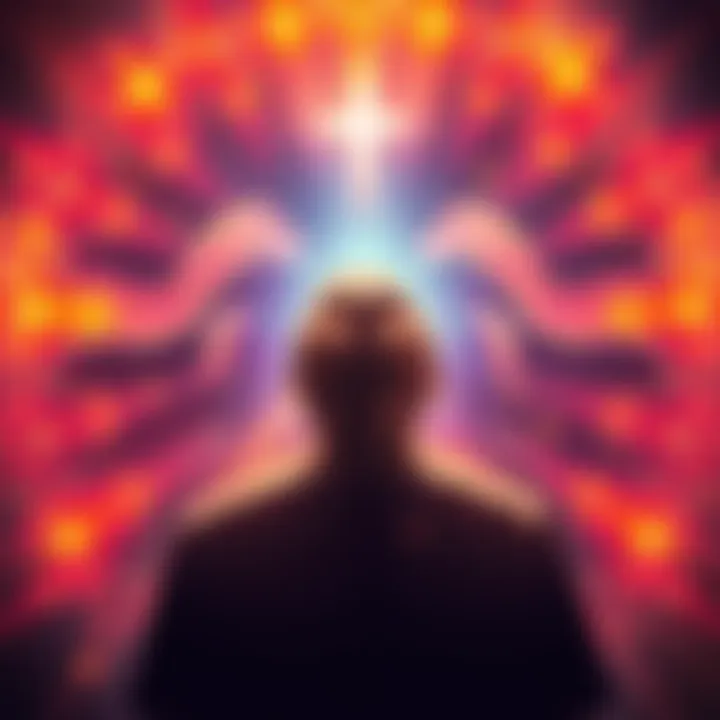 Holy Aura Illustration A person surrounded by a glowing aura representing spirituality and faith.