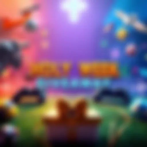 A vibrant graphic promoting a giveaway for a game of choice, featuring gaming elements and colorful backgrounds.