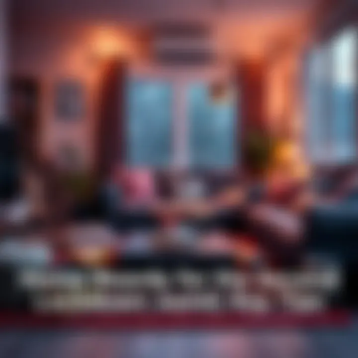 A cozy living room with supplies like snacks, water, and hand sanitizer ready for lockdown.
