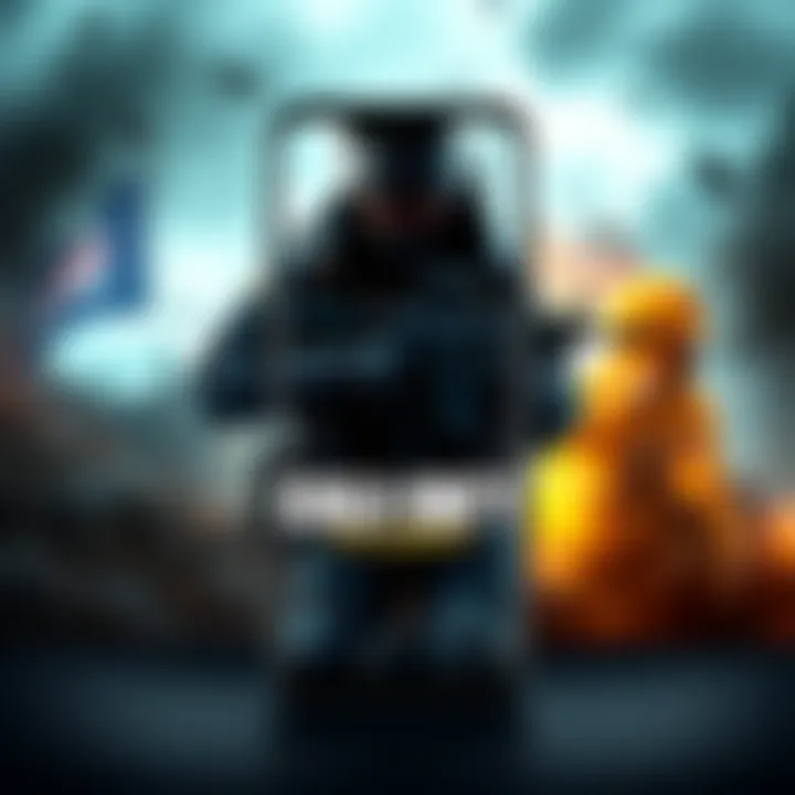 A smartphone displaying a home screen wallpaper featuring a Call of Duty theme, showing a military action scene