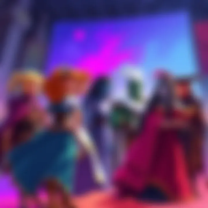 Illustration of diverse RPG characters representing different subclasses and races discussing their traits and abilities in a colorful setting