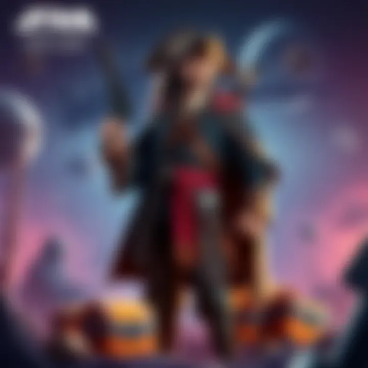 Hondo, the pirate character from Star Wars, stands confidently with a blaster in hand, surrounded by treasure and starship parts in a galactic setting.