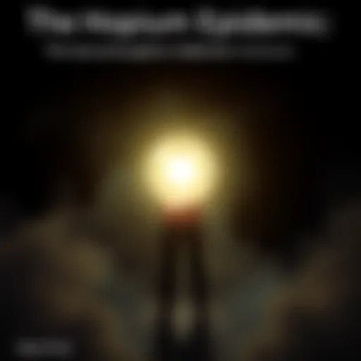 A person standing alone, holding a glowing orb that symbolizes hope, surrounded by shadows representing addiction and despair.