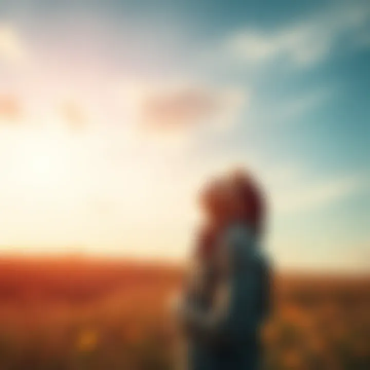 A person stands in a field gazing up at the sky with a hopeful expression, symbolizing resilience and the power of hope during tough times.