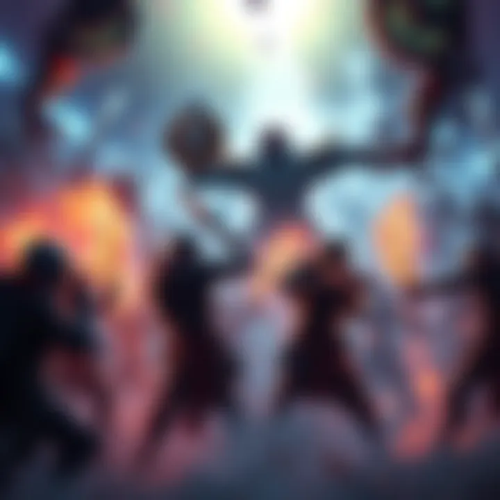 A group of gamers engaged in an intense battle against waves of enemies in Horde Assault, strategizing for victory with weapons drawn.