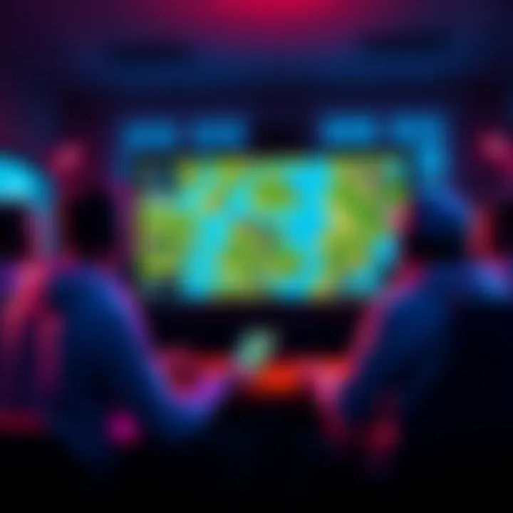 Horde Map Discussion Group of gamers discussing their favorite Horde maps and strategies with Overlook map displayed on screen