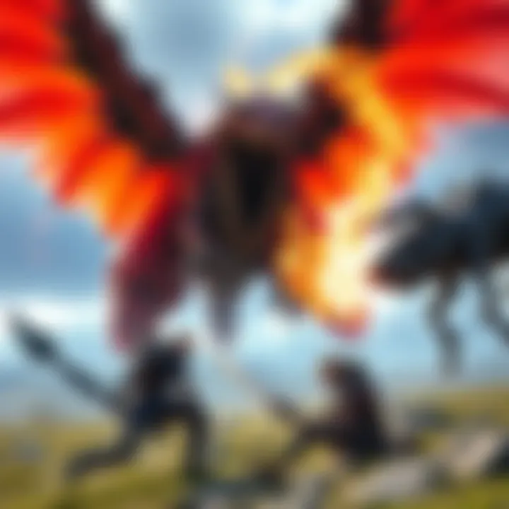 Battle between Horizon and Monster Hunter A player fights a Thunderjaw from Horizon and a Valkyrie from Monster Hunter World in an epic showdown.