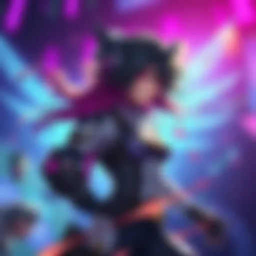 A digital illustration of Horizon, a character in the game, showcasing her abilities and hitbox during gameplay.