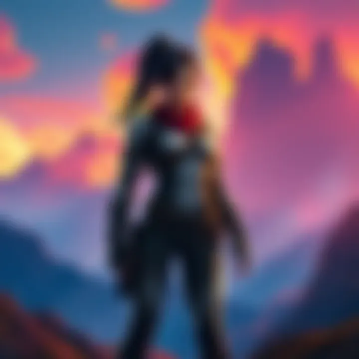 A strong female character from the Horizon game standing confidently, symbolizing empowerment. The character is positioned heroically against a vibrant game landscape.